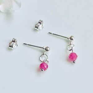 Ruby Dangle Earrings Natural Gemstone Drop Jewelry Gift Her July Birthstone Sterling Silver Minimalist Accessory Everyday Wear Woman
