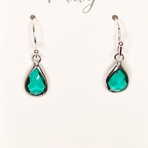 May birthday earrings, May birthstone earrings, emerald earrings, May earrings, emerald dangle earrings, May gift, birthstone jewelry, gift image 7