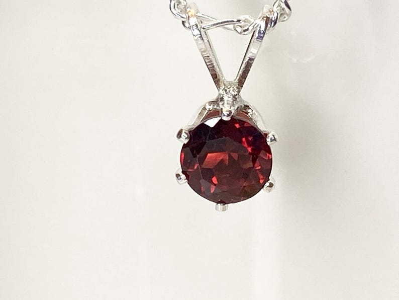 Matching Jewelry Set Garnet Pendant Necklace Earring Collection January Birthstone Sterling Silver Genuine Mozambique Garnet Red Gemstone Dainty Design Elegant Accessories Perfect Gift Idea Birthday Present Special Occasion Jewelry Prong