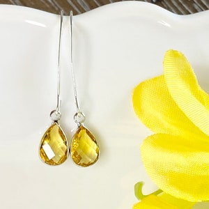 November birthstone earrings, November birthday earrings, November birthday gift, Citrine dangle earrings, long dangle, Citrine jewelry