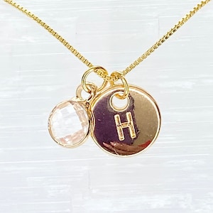 April birthstone necklace, initial necklace, April necklace, personalized necklace, April birthday, April gift, April jewelry, gift for her