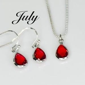 Ruby Dangle Earrings July Birthstone Silver Hooks Tiny Birthstone Jewelry Silver Earrings Personalized Birthday Gift Idea Gemstone Earrings