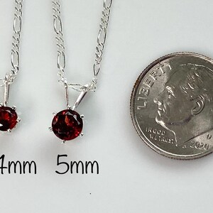 Granaat sieraden set sterlingzilveren hanger ketting oorbel bijpassende januari geboortesteen cadeau-idee perfect cadeau rode edelsteen sierlijk afbeelding 10