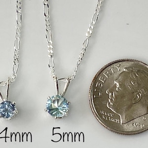 Aquamarine Jewelry Set Sterling Silver Pendant Figaro Chain March Birthstone Gift Idea Blue Stone Necklace Earring Matching Pair Dainty image 10
