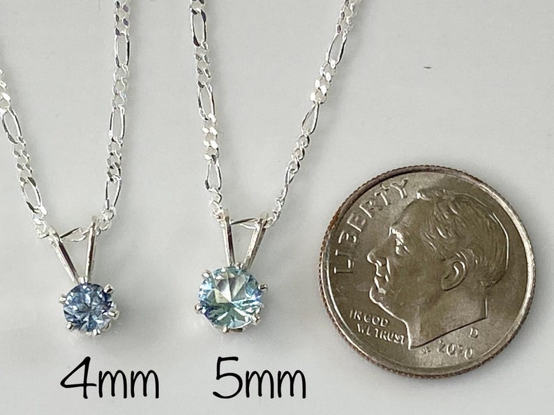 Aquamarine Jewelry Set Sterling Silver Pendant Figaro Chain March Birthstone Gift Idea Blue Stone Necklace Earring Matching Pair Dainty image 10