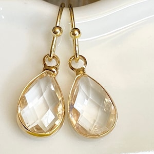 April birthstone earrings, April birthday earrings, April birthday gift, diamond earrings, dangle earrings, April gift, April jewelry, gold