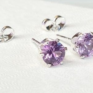 June Birthstone earrings, June birthday earrings, stud earrings, Alexandrite earrings, Alexandrite jewelry, June gift, birthday jewelry immagine 4