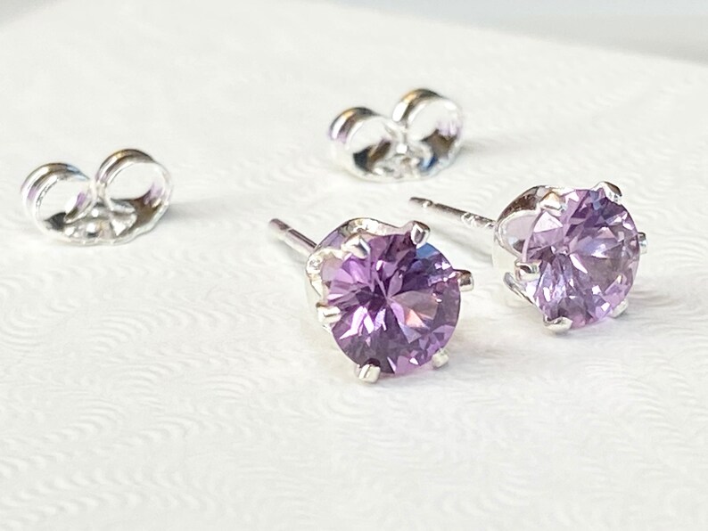 June Birthstone earrings, June birthday earrings, stud earrings, Alexandrite earrings, Alexandrite jewelry, June gift, birthday jewelry immagine 4