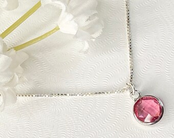 Collana Tormalina Rosa Ottobre Zavest Con Ciondolo Cuore 'I Love You' In 100 Lingue - Argento Sterling