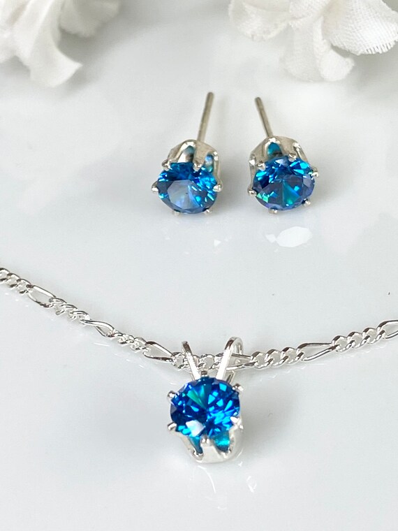 Swiss Blue Topaz Jewelry Set Birthstone Jewelry Set December