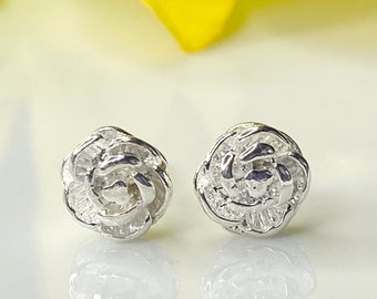 Rose earrings, stud earrings, flower stud earrings, rose stud earrings, floral stud earrings, small silver earrings, sterling silver, studs