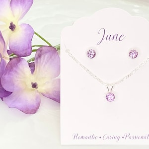 Alexandrite jewelry set, birthstone jewelry set, June birthstone set, June birthday gift, earring and necklace set, June jewelry set, gift