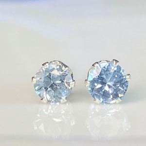 Dainty Aquamarine Jewelry Sterling Silver Set March Birthstone Pendant Figaro Chain Matching Earring Pair Blue Stone Necklace Elegant Design Birthday Gift Idea Special Occasion Jewelry Light Blue Gemstone Cubic Zirconia Fine Craftsmanship