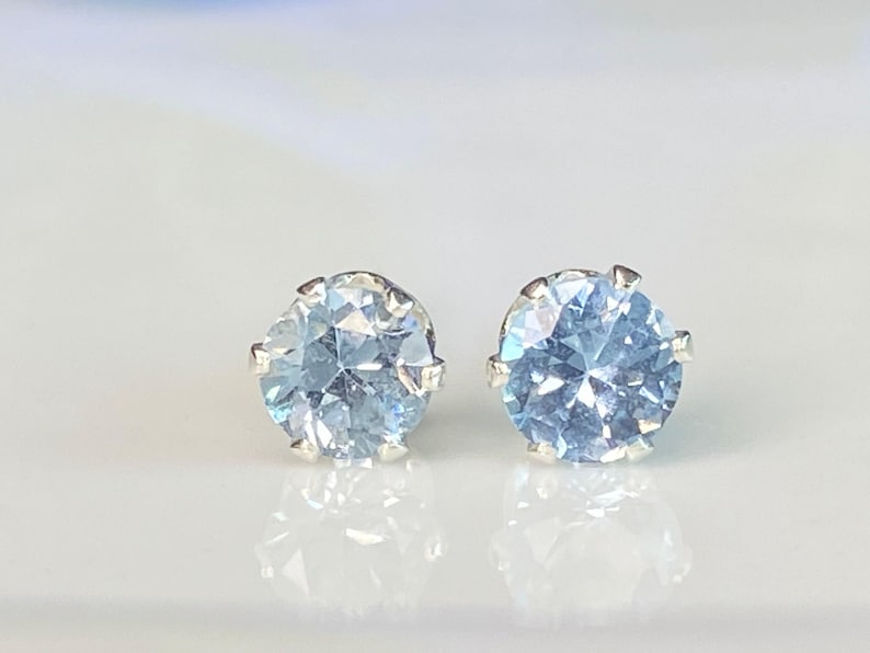 Dainty Aquamarine Jewelry Sterling Silver Set March Birthstone Pendant Figaro Chain Matching Earring Pair Blue Stone Necklace Elegant Design Birthday Gift Idea Special Occasion Jewelry Light Blue Gemstone Cubic Zirconia Fine Craftsmanship