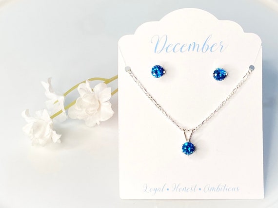 Swiss Blue Topaz Jewelry Set Birthstone Jewelry Set December
