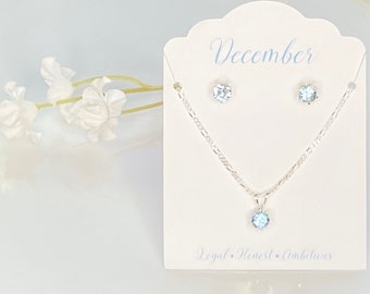 スカイブルートパーズ スターリングシルバー ジュエリーセット 12月の誕生石ギフトアイデア イヤリングとネックレスのマッチングセット 本物のブルートパーズジュエリーギフト