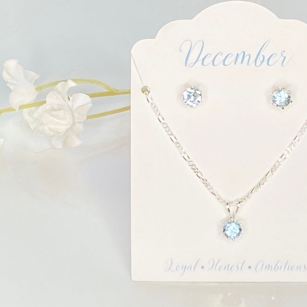 Blue Topaz jewelry set, birthstone jewelry set, December birthstone set, December birthday gift, earring and necklace , December jewelry set