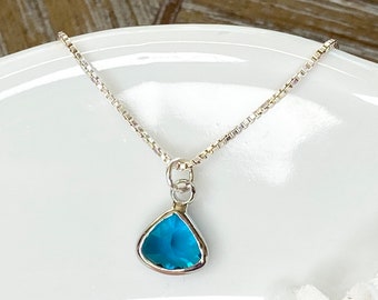Aquamarine Anhänger Halskette: Sterling Silber März Geburtsstein