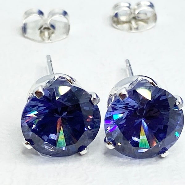 December birthstone earrings, December birthday earrings, Tanzanite earrings, stud earrings, December birthday gift, Tanzanite jewelry, 8mm