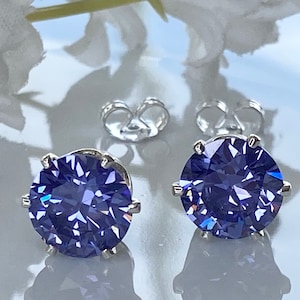 December birthstone earrings, December birthday earrings, Tanzanite earrings, stud earrings, December birthday gift, Tanzanite jewelry, 8mm