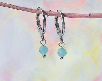 Orecchini pendenti in amazzonite, pietra preziosa naturale, gioiello a goccia, regalo per lei, pietra portafortuna di dicembre, argento sterling, gioiello minimalista, da indossare tutti i giorni, donna