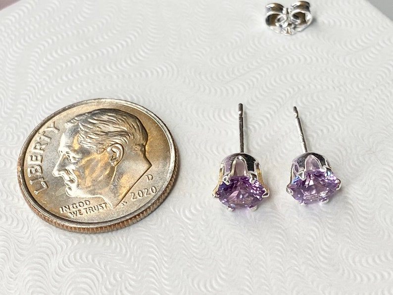 June Birthstone earrings, June birthday earrings, stud earrings, Alexandrite earrings, Alexandrite jewelry, June gift, birthday jewelry image 6