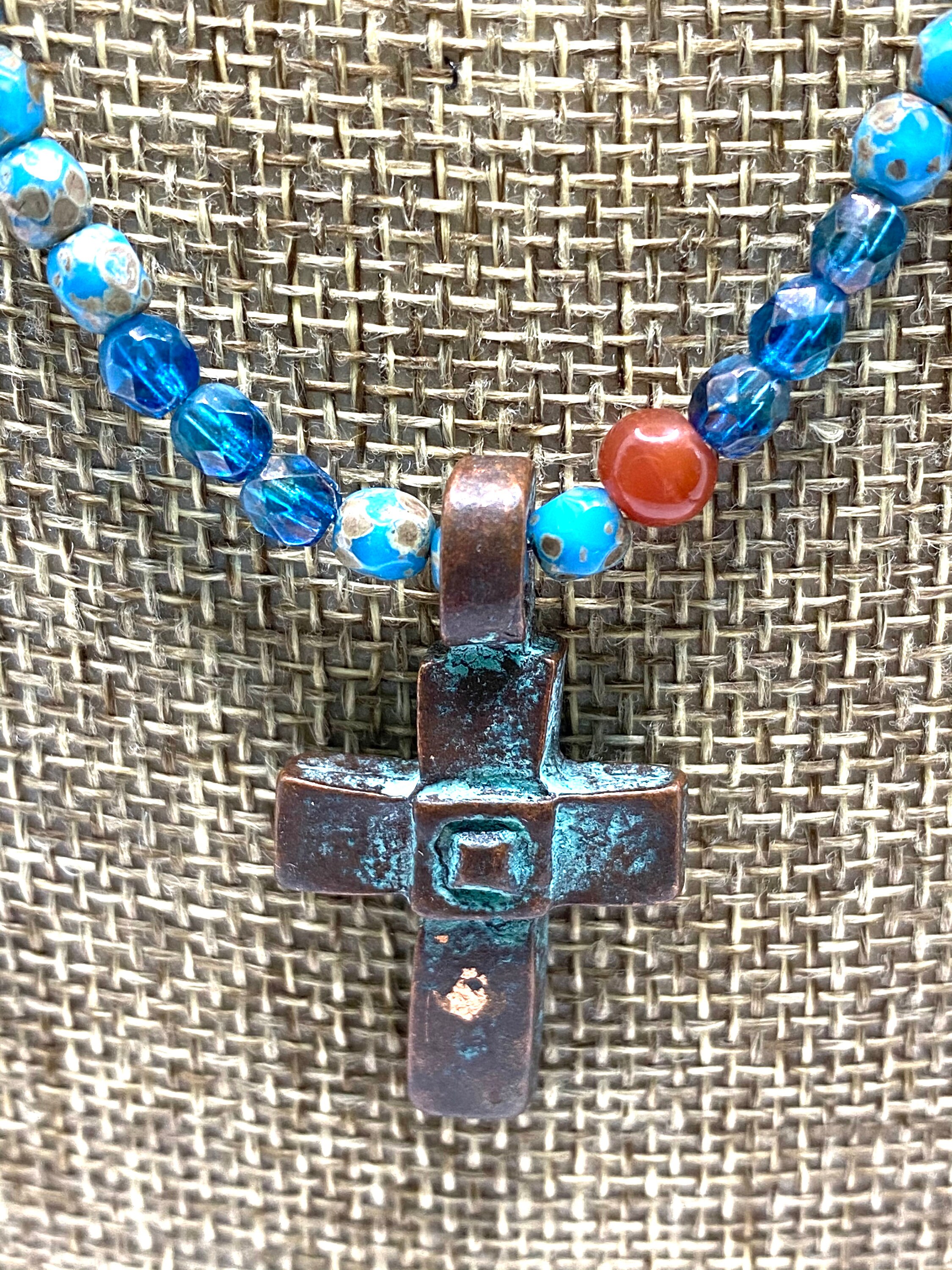 Beaded cross necklace Etsy