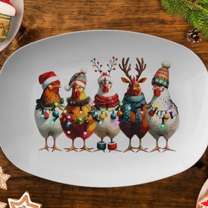 Cadeau de pendaison de crémaillère de poulet Assiette de fête Cadeau de poulet pour les amateurs de poulet Assiettes de poulet de Noël à la ferme