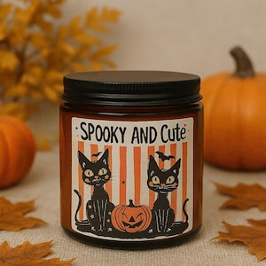 Halloween home decor fall candle gift for black cat lovers candle vintage halloween candle trick or treat home decor