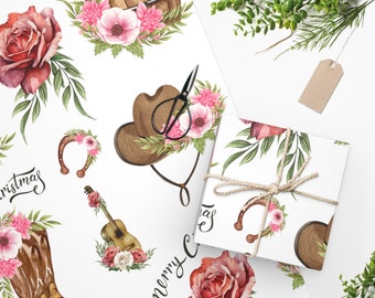 Cowgirl Christmas Wrapping Paper Rustic Wrapping Paper Christmas Cowgirl Gift for Her Unique Gift Wrapping Paper
