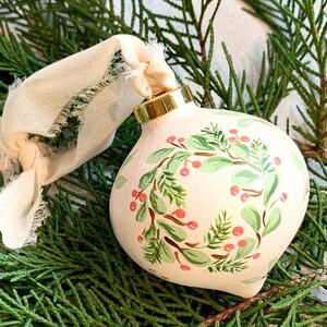 Trish McFerran Greens and Berries Encaustic Art Ornament