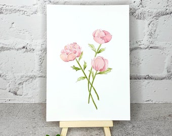 Aquarelle Pink Peony Print, Pink Pivoines, imprimé fleur 5x7 », imprimé pivoine 8x10 », aquarelle pivoines roses, imprimé fête des Mères