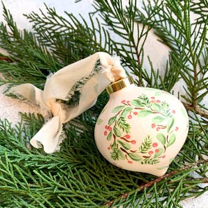Trish McFerran Greens and Berries Encaustic Art Ornament main image 1