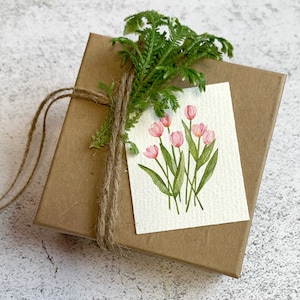 Set of 10 Watercolor Gift Tags - Pink Flowers, Peony Gift Tags, Deluxe Gift Tags, Handmade Watercolor Gift Tags, Wedding Bridal Floral Tags 画像 5