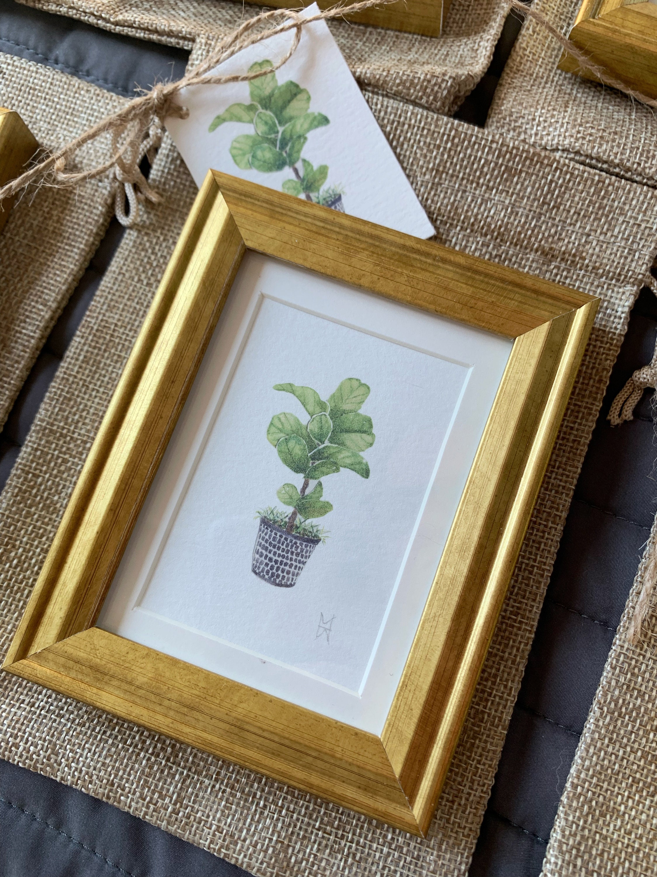 YOUR CHOICE Mini Framed Flower, Watercolor Flower Print, Mini Botanical Print, Watercolor Flower Gift, Gold Framed Watercolor, Hostess Gift