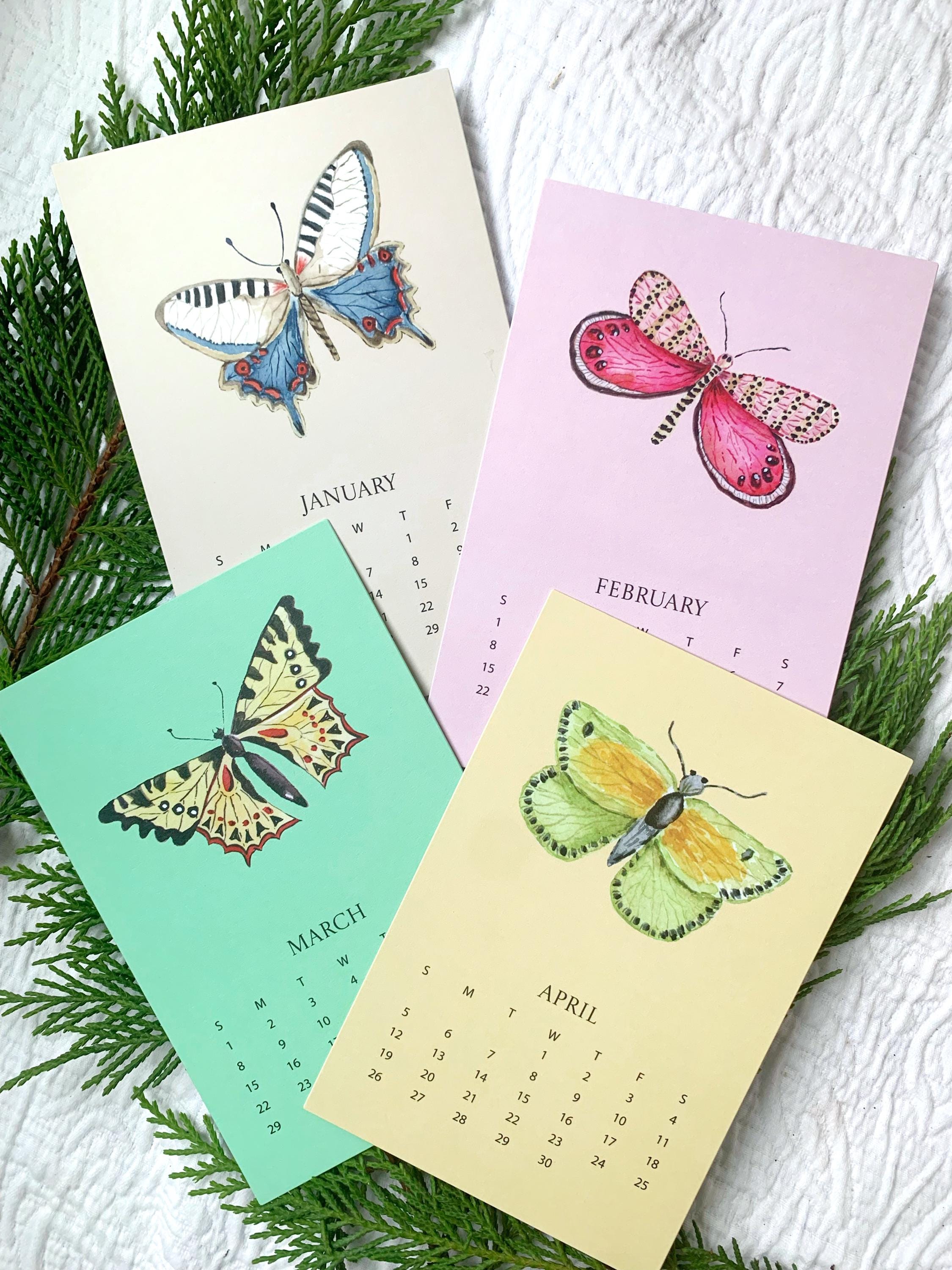 SALE! 2026 Butterfly Desk Calendar, Watercolor Butterflies 4x6 ...