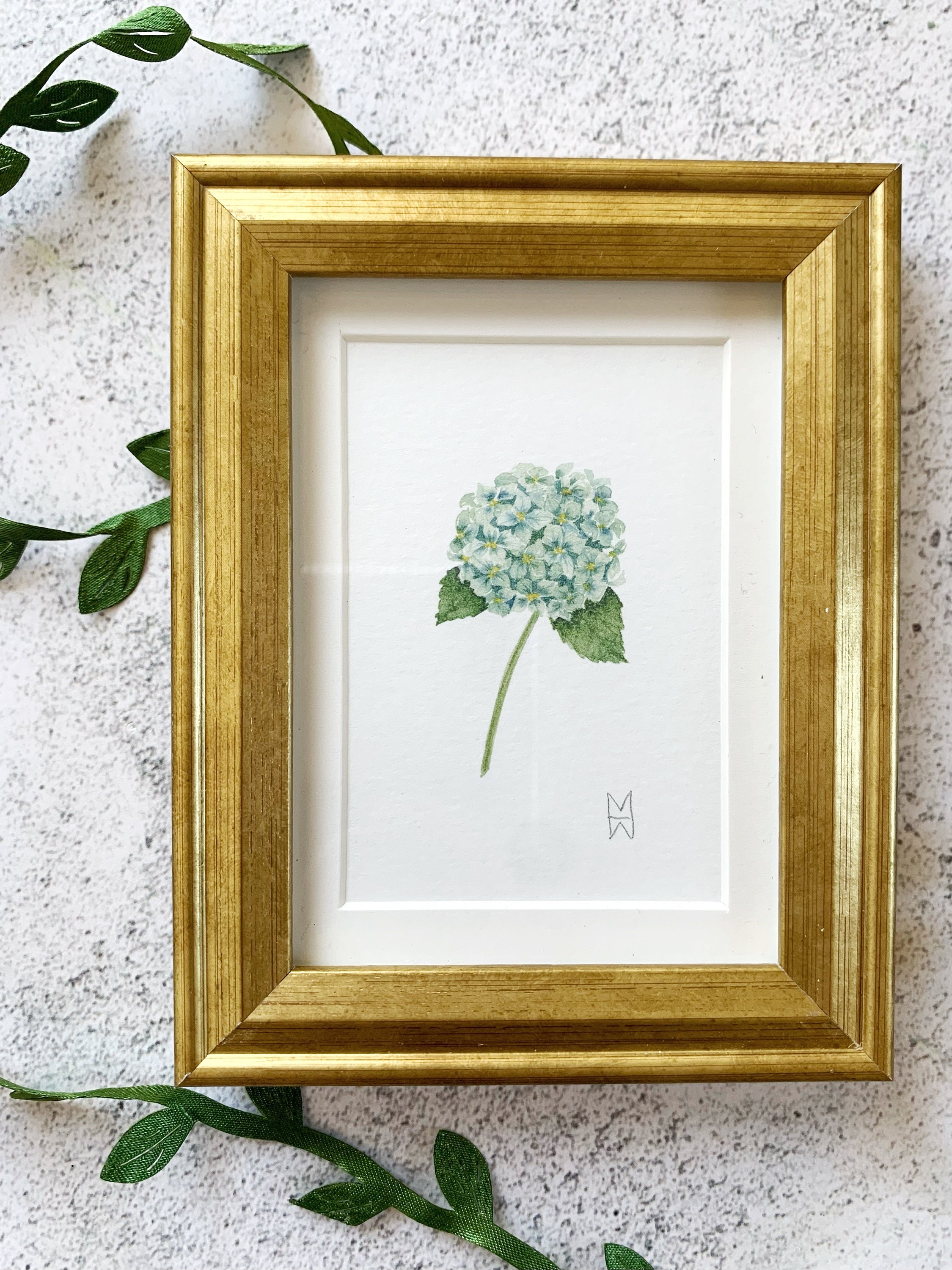 YOUR CHOICE Mini Framed Flower, Watercolor Flower Print, Mini Botanical Print, Watercolor Flower Gift, Gold Framed Watercolor, Hostess Gift
