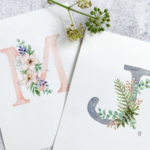 Custom Watercolor Painting, Watercolor Monogram, Custom Watercolor Flower, Wedding Monogram, Floral Monogram, Wedding Gift