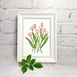 Pink Tulips Watercolor Print, Pink Flowers Print, Watercolor Tulip Painting, 5x7 Watercolor Tulips, 8x10 Watercolor Tulips