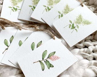 Hydrangea & Magnolia Flower Gift Tags, Bridal Gift Tags, Wedding Gift Tags, Watercolor Gift Tags, Deluxe Flower Tags, Wedding Favor Tags