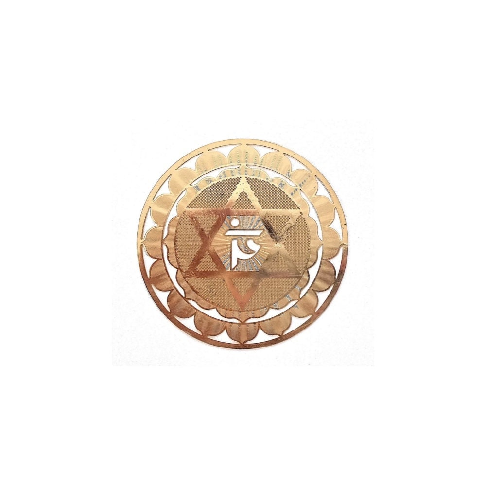 Chakra Du Coeur Plaqué Or Pendentif ou Support de Méditation Yoga