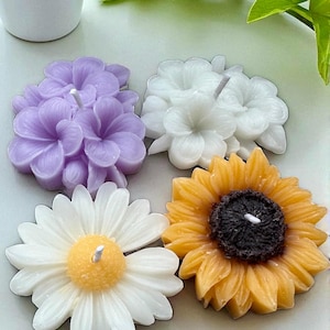 Velas Flutuantes em Formato de Flor no Reino Unido | Conjunto de Centro de Mesa para Casamento com Margaridas e Girassóis | Decoração de Mesa para Chá de Panela e Festa no Jardim