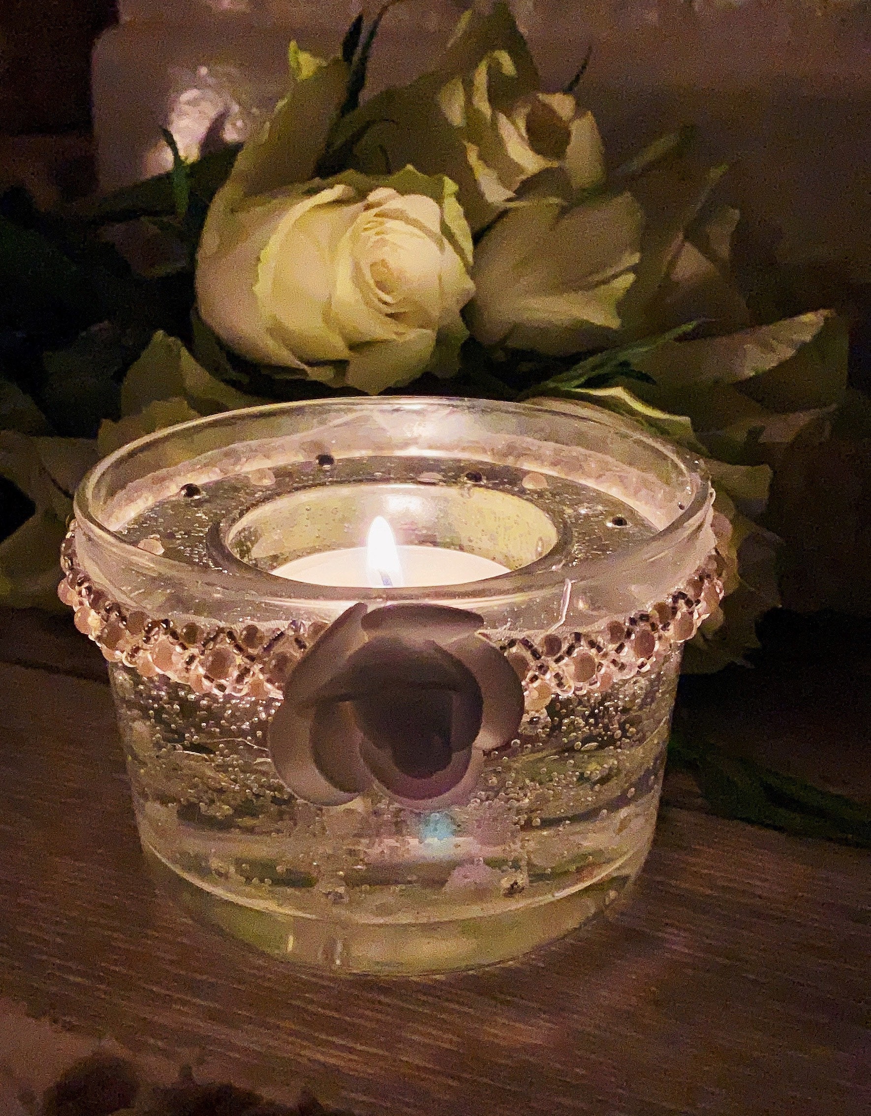 Elegant and stylish gel candle teal light holder perfect for Etsy