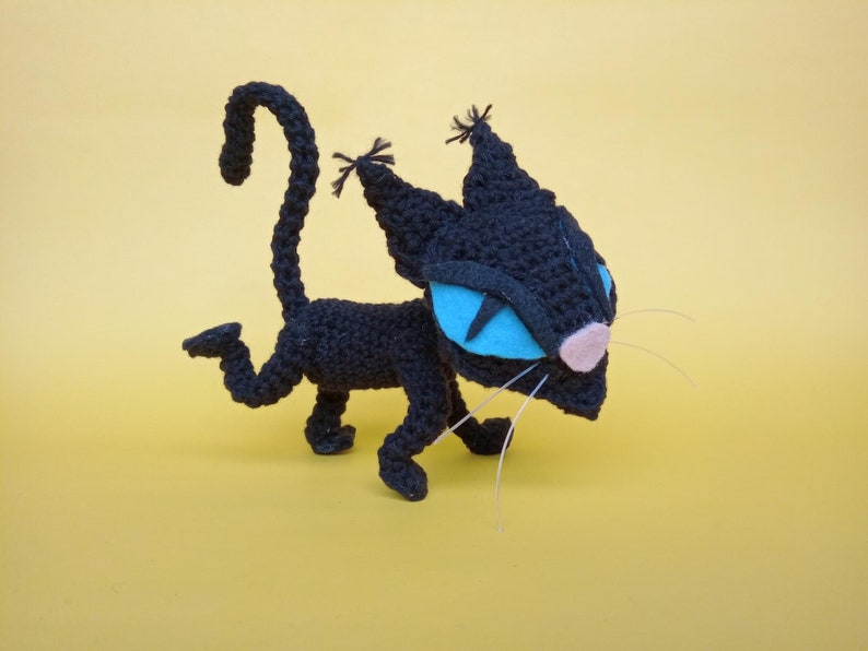 Coraline Cat Crochet Doll with adjustable legs and tail image 3