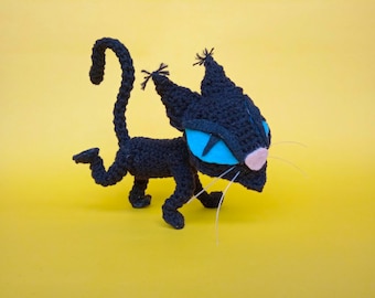 Coraline Cat Crochet Doll with adjustable legs and tail