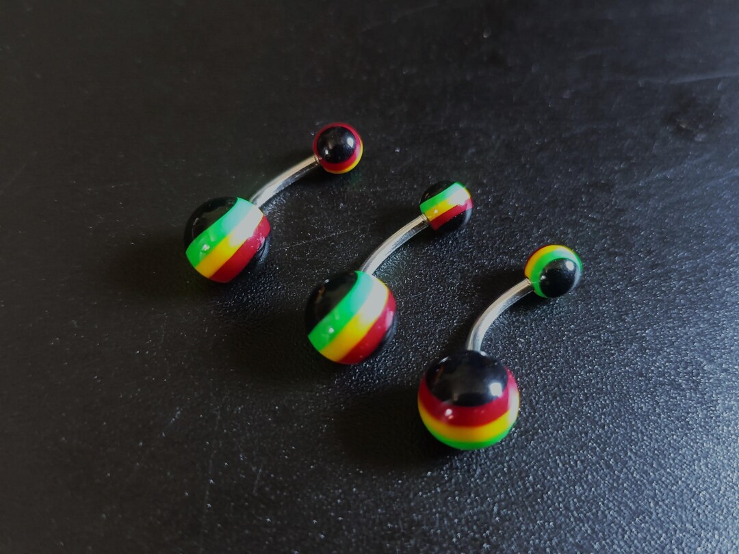 Piercing Nombril Motif Feuille De Cannabis - Lot De 2 - Acier Chirurgical - Neuf