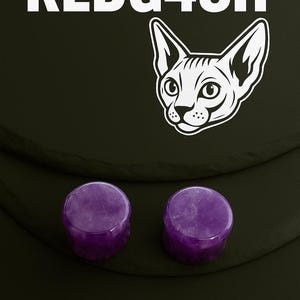 Pair of Amethyst stone ear plugs. (colors may vary).