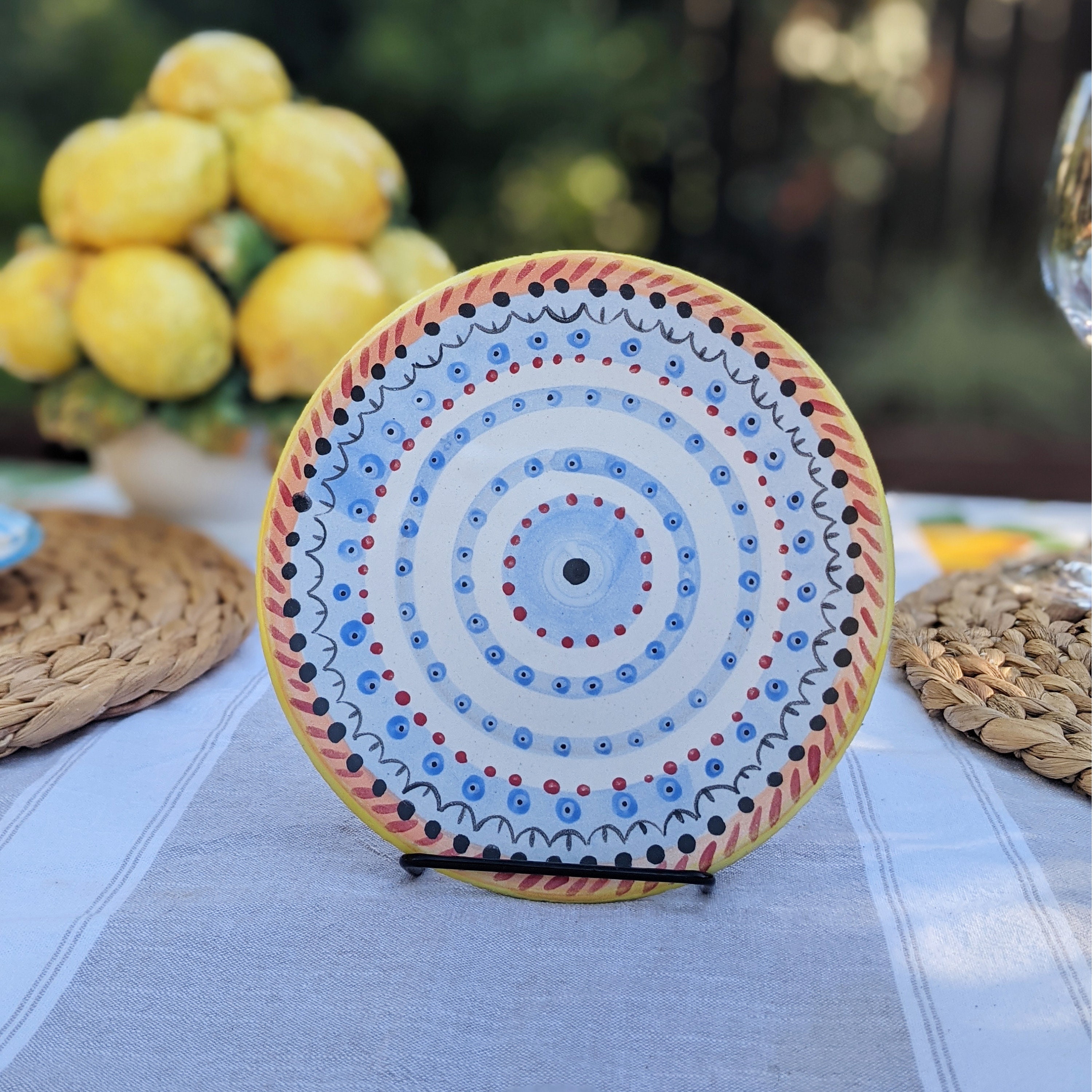 Majolica Moyen Evil Eye Plate Etsy