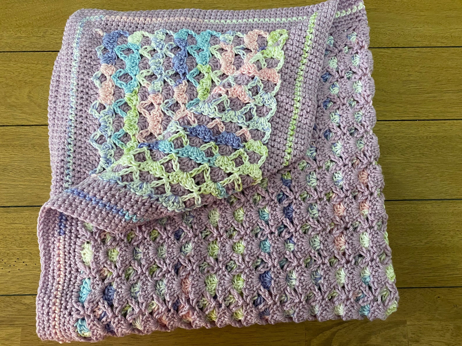 Doublesided Crochet Baby Blanket Lavender Etsy