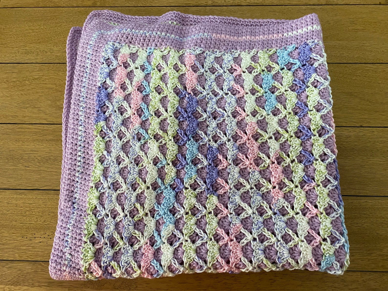 Doublesided Crochet Baby Blanket Lavender Etsy